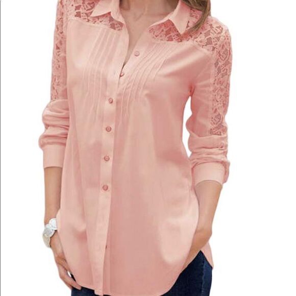 TOGETHER Light Pink Lace Blouse NWT - Picture 1 of 8